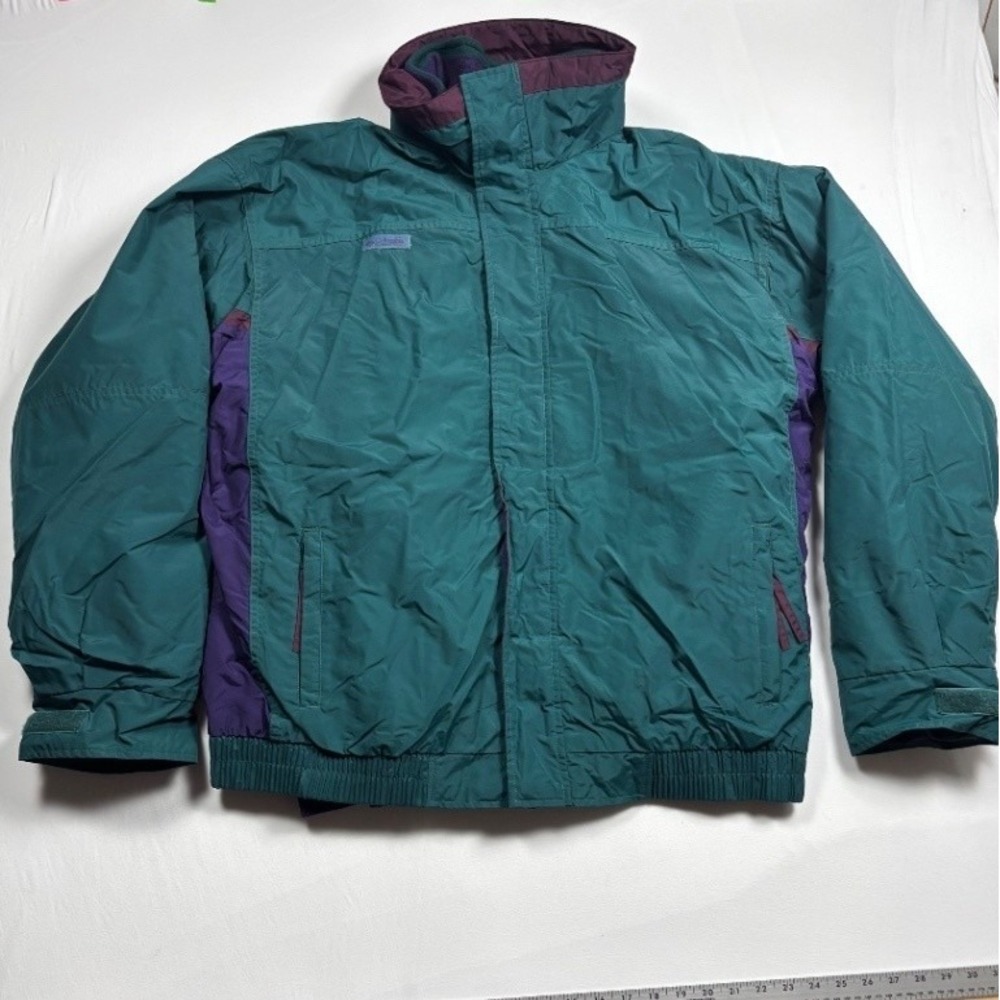 Columbia Bugaboo 3 in 1 Ski Jacket Mens Tall XL Vintage Teal Purple Aztec 90s